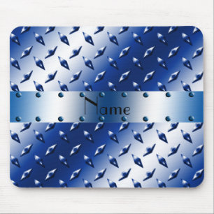 Tapis De Souris Acier bleu nommé personnalisé de plat de diamant
