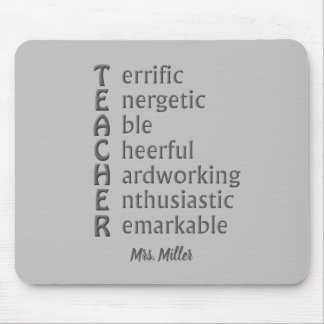 Tapis De Souris Acronyme pour Enseignants Nom Grey Mouse Pad