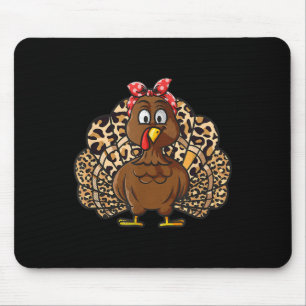 Tapis De Souris Action de grâce Léopard Dinde Femmes Fille Automne