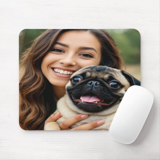 Tapis De Souris Add Pug Photo Personalize Customize (Avec souris)