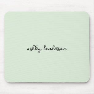 Tapis De Souris Add Your Full Name Minimal Monogram on Light Green