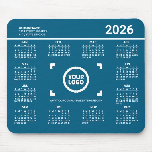Tapis De Souris Add Your Own Logo 2026 Calendar Mousepad (Devant)