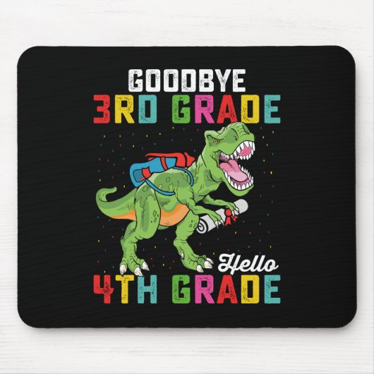 Tapis De Souris Adieu 3e année Bonjour 4e année T Rex Dinosaur (Devant)