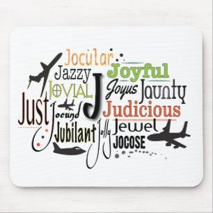 Tapis De Souris Adjective Word Cloud beginning with letter J
