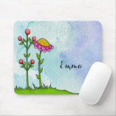 Tapis De Souris Adorable aquarelle Doodle Fleur Mousepad (Avec souris)