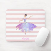 Tapis De Souris Adorable Ballerine Rayures Rose Blanc (Avec souris)