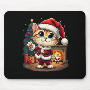 Tapis De Souris Adorable Chat de Noël Santa Claus Beau Kit de Noël