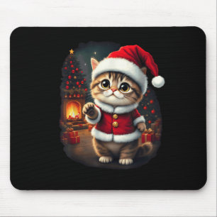 Tapis De Souris Adorable Chat de Noël Santa Claus Beau Kit de Noël