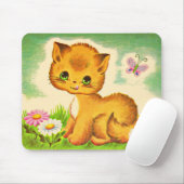 Tapis De Souris adorable chaton aux yeux verts (Avec souris)
