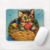 Tapis De Souris adorable chaton dans le panier de tricot (Avec souris)