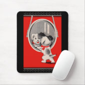 Tapis De Souris adorable chiot dans le miroir (Avec souris)