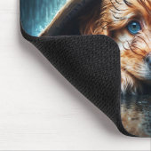 Tapis De Souris Adorable chiot mouillé sous abri de journal (Coin)