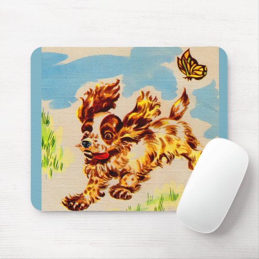 Tapis De Souris adorable cocker spaniel chiot sur la course (Avec souris)