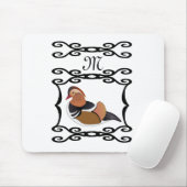 Tapis De Souris Adorable Mandarin Canard Monogramme de dessin (Avec souris)