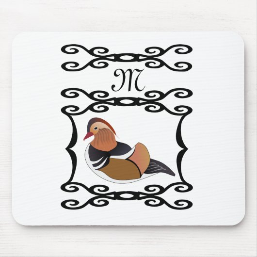 Tapis De Souris Adorable Mandarin Canard Monogramme de dessin (Devant)