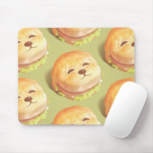Tapis De Souris Adorable Motif de hamburger visage chien (Avec souris)