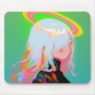 Tapis De Souris Adorable Neon Lumineux Halo Anime Girl