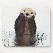 Tapis De Souris Adorable Otter mignon Monogramme personnalisé (Devant)