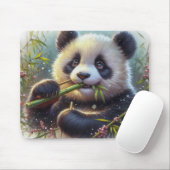 Tapis De Souris Adorable Ours De Panda Mangeant Bambou (Avec souris)