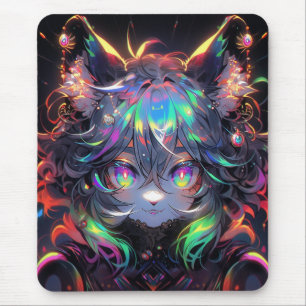 Tapis De Souris Adorable Rainbow Catgirl Furry Anime