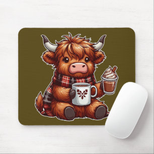 Tapis De Souris Adorable Vache Highland Profitant De Boissons Conf