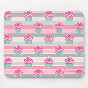 Tapis De Souris Adorables Gâteaux Mignons, Rayures - Personnalisés