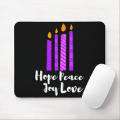 Tapis De Souris Advent Evergreen Wreath Candles Hope Peace Joy Lov (Avec souris)