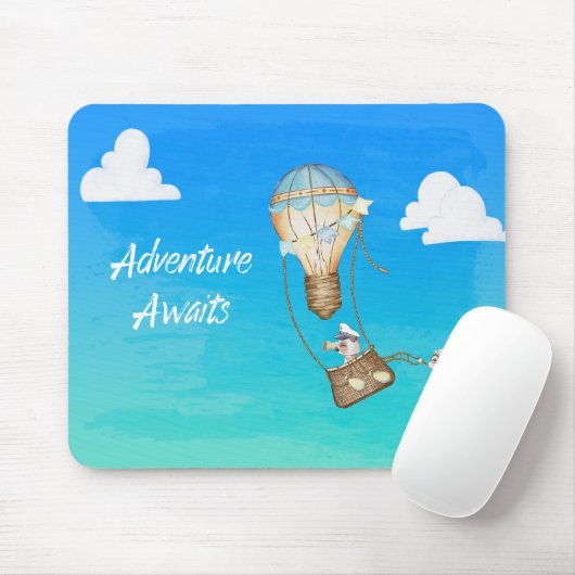 Tapis De Souris Adventure Attend Hot Air Balloon Singes Animaux (Avec souris)