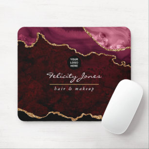 Tapis De Souris Affaires en pierre précieuse d'agate Burgundy et O