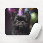 Tapis De Souris Affenpinscher Chien Ballons d'anniversaire (Avec souris)