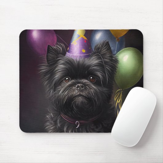 Tapis De Souris Affenpinscher Chien Ballons d'anniversaire (Avec souris)
