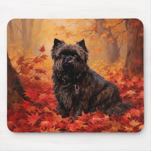 Tapis De Souris Affenpinscher en automne Feuilles automne Inspiré (Devant)