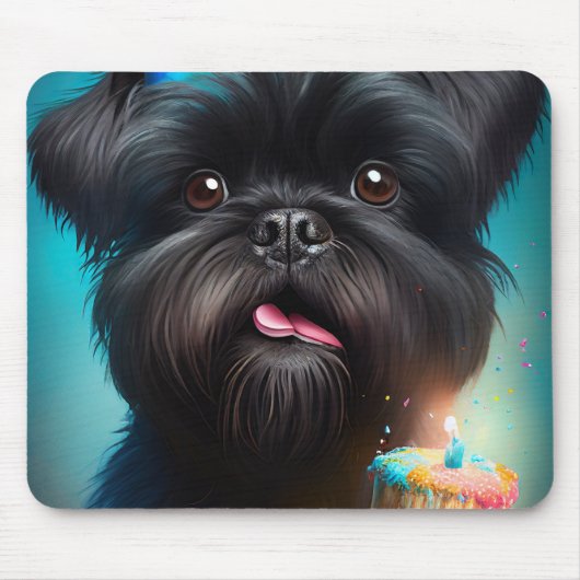 Tapis De Souris Affenpinscher fête le gâteau des ballons d'anniver (Devant)