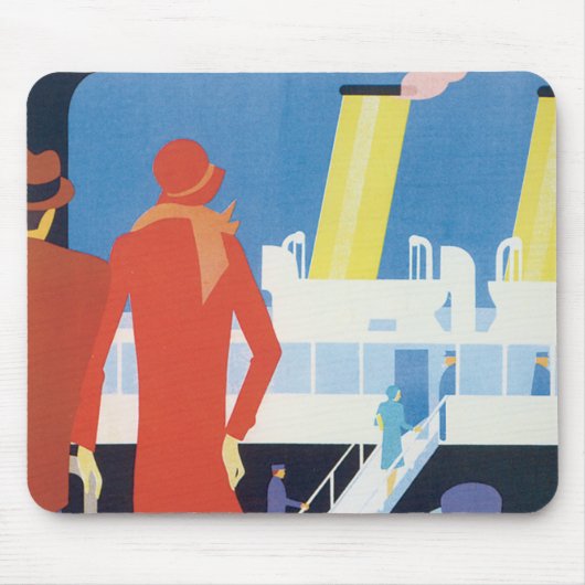 Tapis De Souris Affiche belge de ferry d'art déco (Devant)