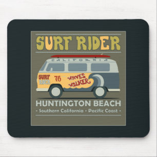Tapis De Souris Affiche de Huntington Beach de cavalier de surf