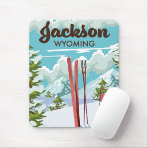 Tapis De Souris Affiche de ski Jackson Wyoming