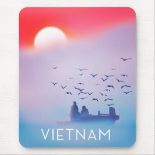 Tapis De Souris Affiche de vacances au soleil couchant du Vietnam