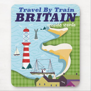 Tapis De Souris Affiche de vacances de train vintage de Grande-Bre