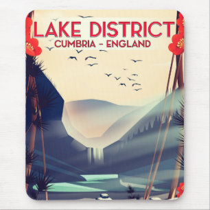 Tapis De Souris Affiche de vacances du Lake District Cumbria