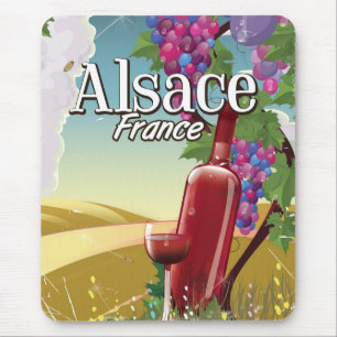 Tapis De Souris Affiche de vin de l'après-midi paresseux Alsace Fr