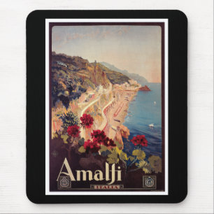 Tapis De Souris Affiche de Vintage voyage d'Amalfi, Italie