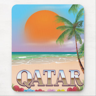 Tapis De Souris Affiche de voyage au Qatar