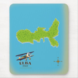 Tapis De Souris Affiche de voyage carte Elba Italie