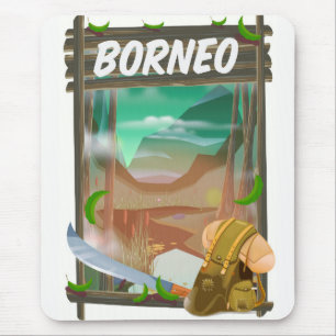 Tapis De Souris Affiche de voyage dans la jungle de Bornéo