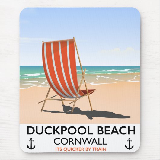Tapis De Souris Affiche de voyage de Duckpool Beach Cornwall (Devant)
