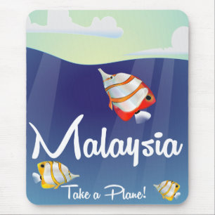 Tapis De Souris Affiche de voyage dessin animé Malaisie