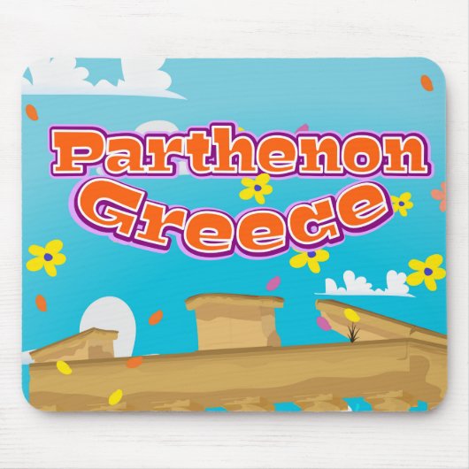 Tapis De Souris Affiche de voyage du Parthénon Grèce. (Devant)