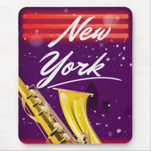 Tapis De Souris Affiche de voyage du saxophone de New York City