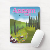 Tapis De Souris Affiche de voyage en Assam Inde impression. (Avec souris)