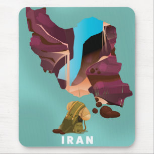 Tapis De Souris Affiche de voyage illustrée en Iran